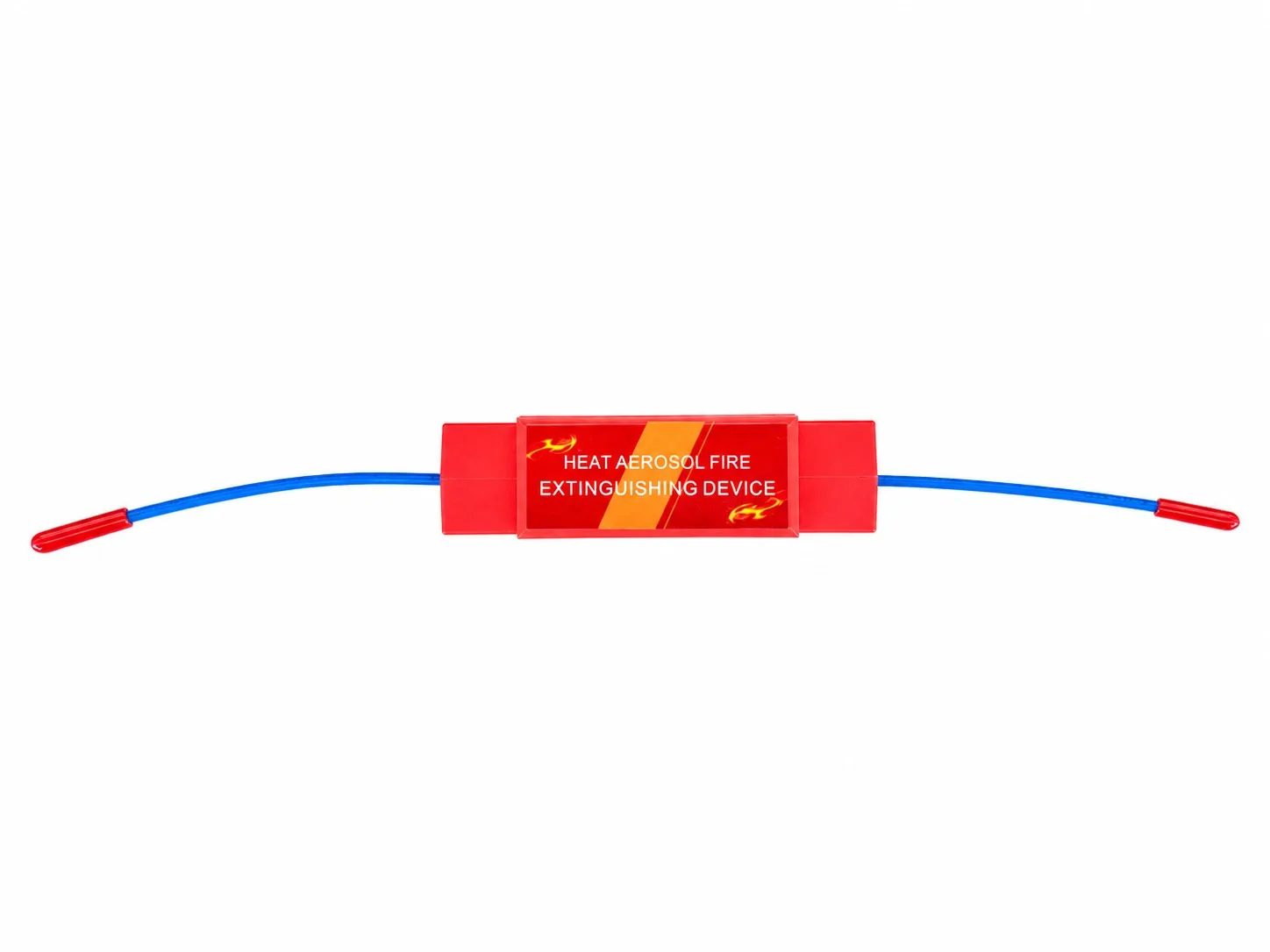 Compact rectangular thermal aerosol fire extinguishing device on a white background